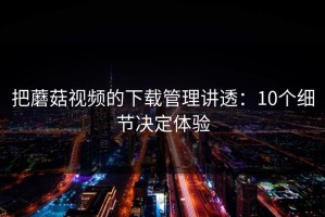 把蘑菇视频的下载管理讲透：10个细节决定体验