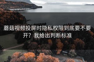 蘑菇视频投屏时隐私权限到底要不要开？我给出判断标准