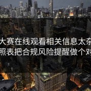 每日大赛在线观看相关信息太杂？用对照表把合规风险提醒做个对比