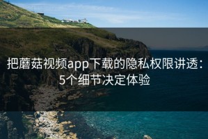 把蘑菇视频app下载的隐私权限讲透：5个细节决定体验