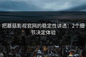 把蘑菇影视官网的稳定性讲透：2个细节决定体验