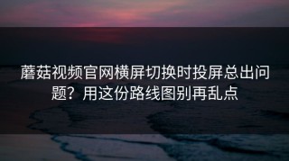 蘑菇视频官网横屏切换时投屏总出问题？用这份路线图别再乱点